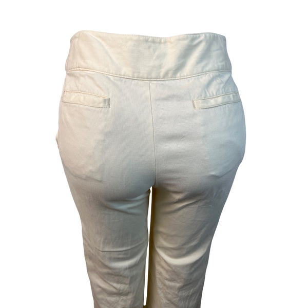 Banana Republic Womens Cream High-Waisted Slim Fit Pants With Hook Sz 6