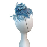 Prado Women's Blue Faux Feathers With Chin Loop Fascinator Hat