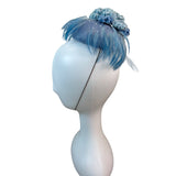 Prado Women's Blue Faux Feathers With Chin Loop Fascinator Hat