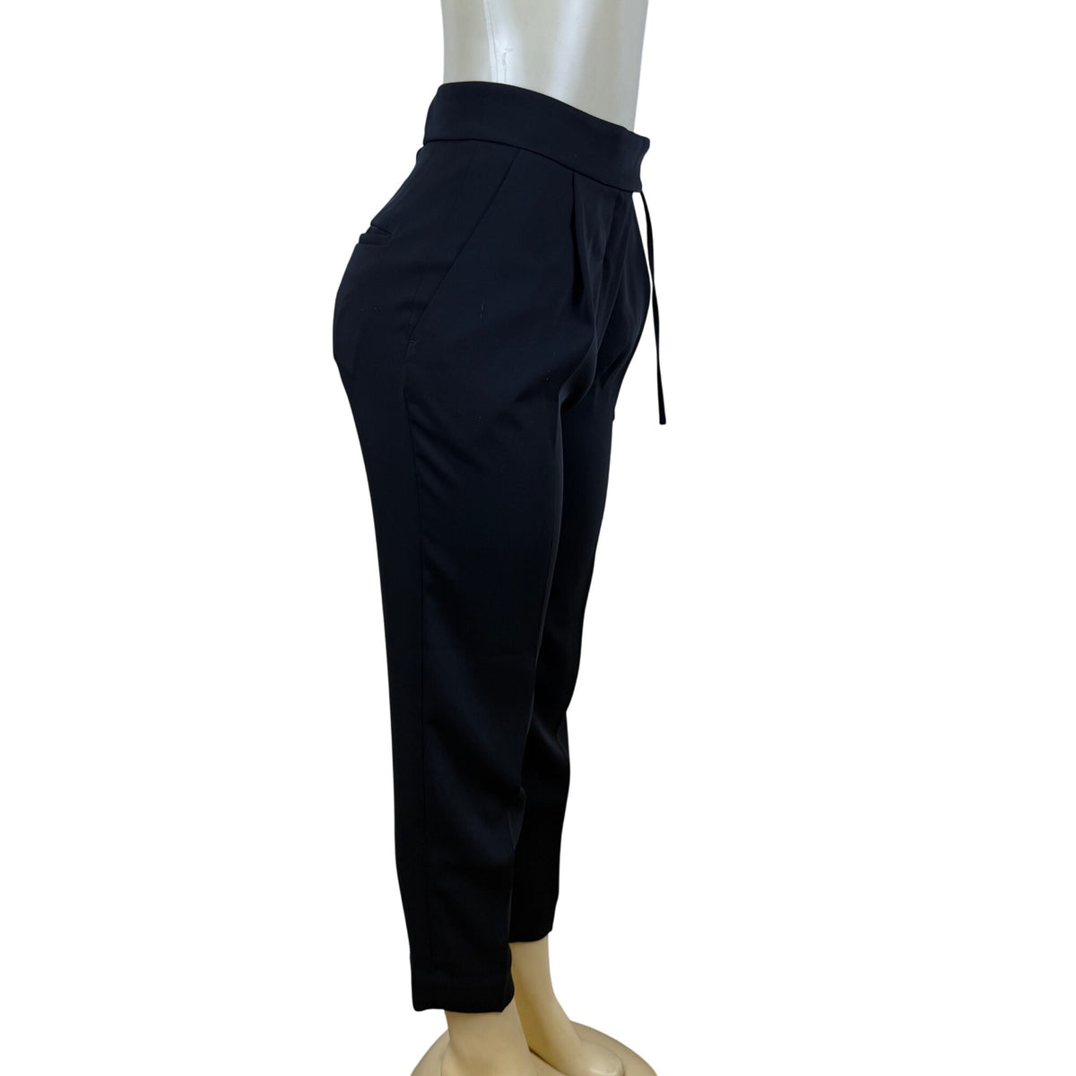 COS Womens Black Polyester Tapered High Waist Pants Side Zip Tailored Fit Sz 2