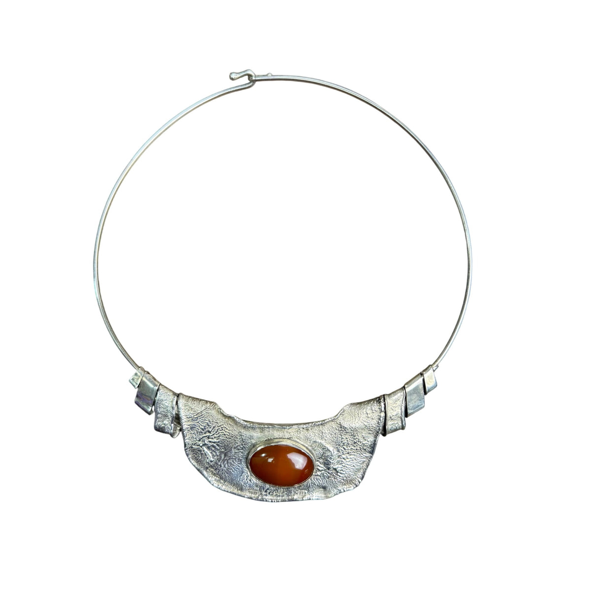 Sterling Silver Womens Handmade Necklace With Carnelian Stone Pendant Adjustable Chain