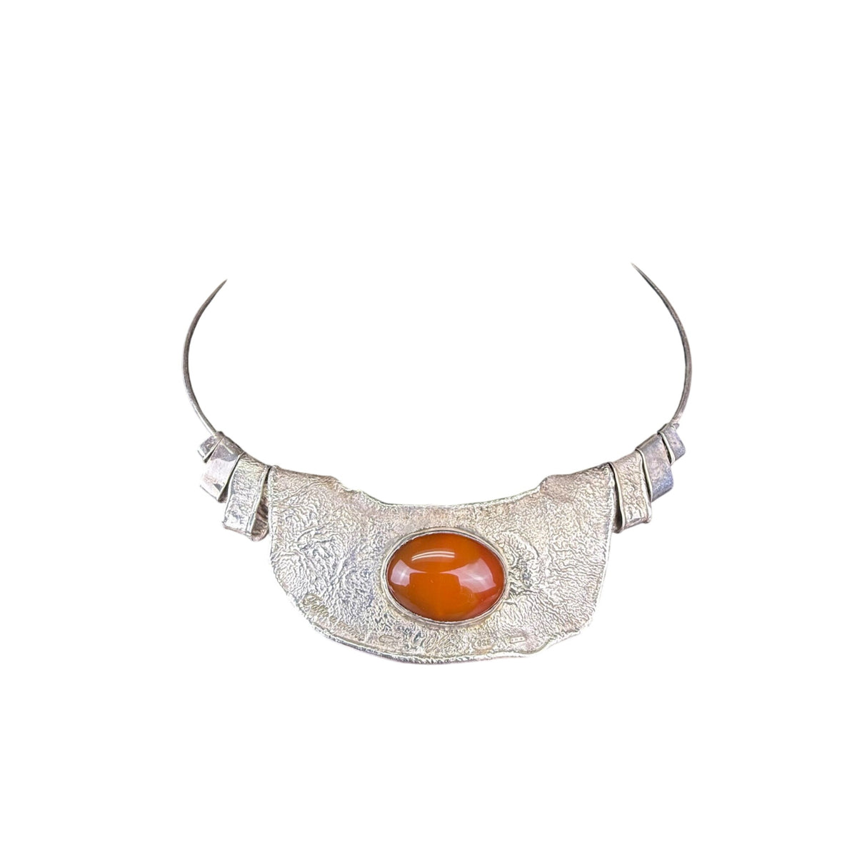 Sterling Silver Womens Handmade Necklace With Carnelian Stone Pendant Adjustable Chain