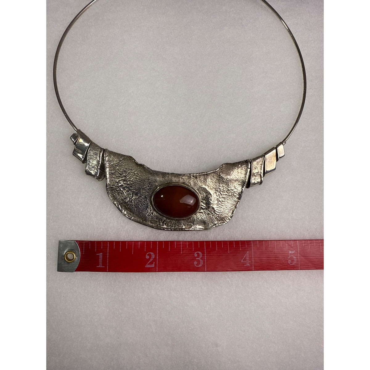 Sterling Silver Womens Handmade Necklace With Carnelian Stone Pendant Adjustable Chain