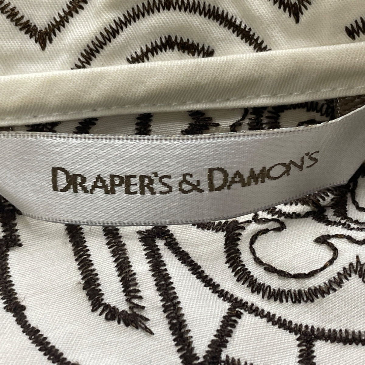 Draper’s & Damon’s Women’s White Black Cotton Floral Embroidered Jacket Sz L