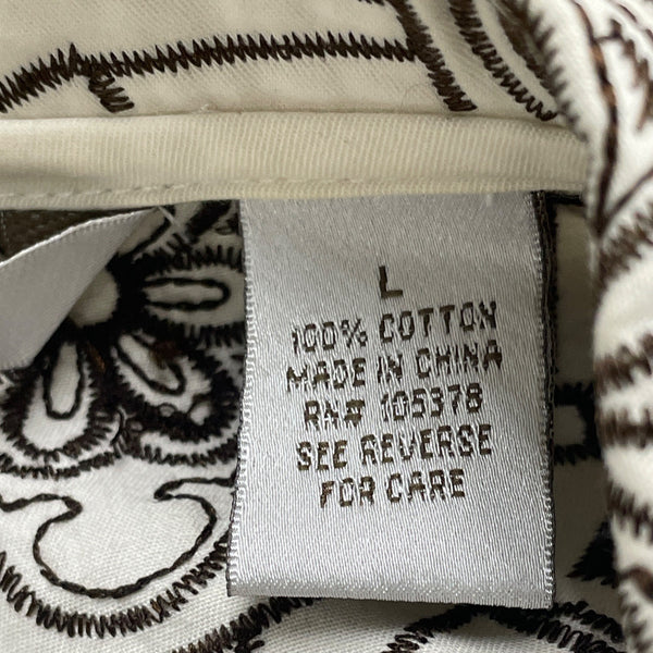 Draper’s & Damon’s Women’s White Black Cotton Floral Embroidered Jacket Sz L