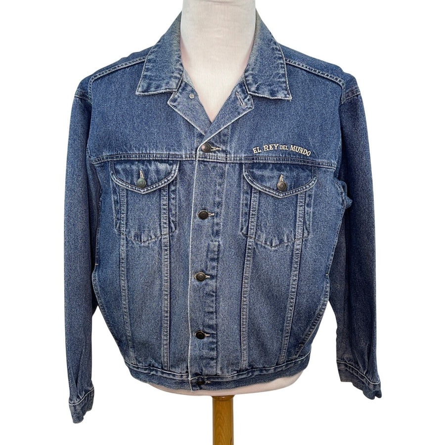 Vintage El Rey Del Mundo Classic Blue Embroidered Denim Men's Jacket Size L