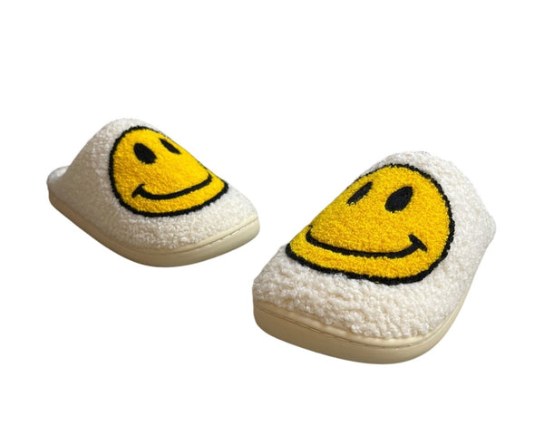 Unbranded Women's White Faux Fur Happy Face Clog Shoes Sz 41- 42