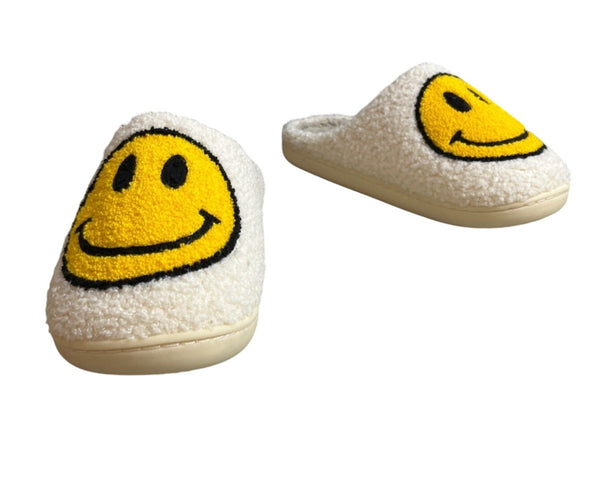 Unbranded Women's White Faux Fur Happy Face Clog Shoes Sz 41- 42