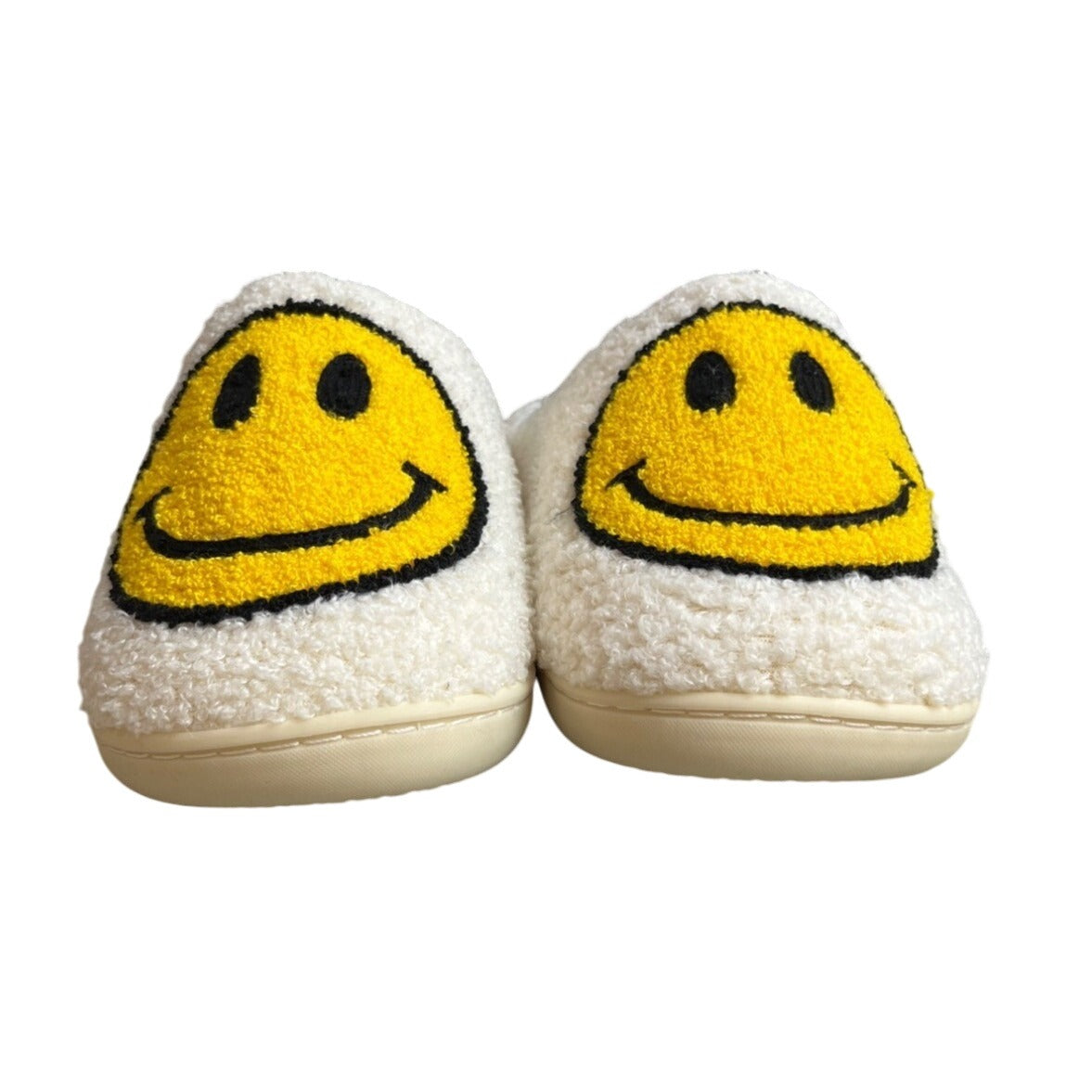 Unbranded Women's White Faux Fur Happy Face Clog Shoes Sz 41- 42
