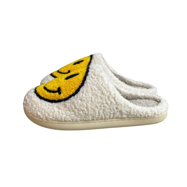 Unbranded Women's White Faux Fur Happy Face Clog Shoes Sz 41- 42