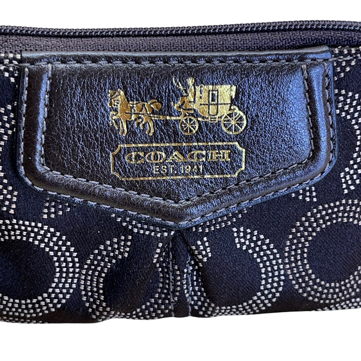 Coach Brown Signature C Print Fabric & Leather Small Zip Coin Wallet