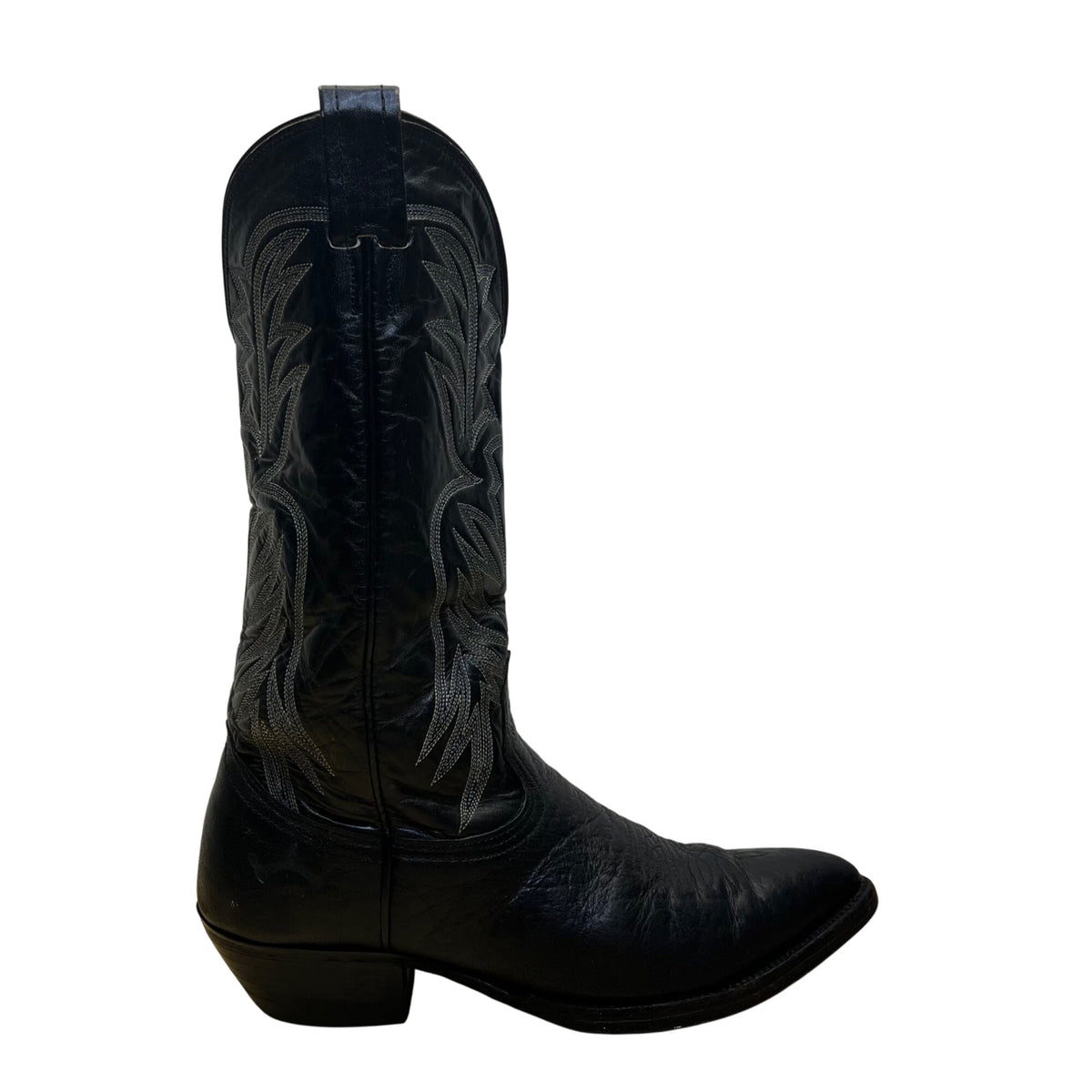 Nocona Men’s Black Leather Intricate Stitching Western Cowboy Boots Size 10 D