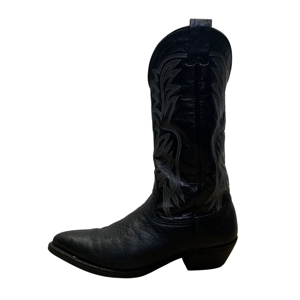 Nocona Men’s Black Leather Intricate Stitching Western Cowboy Boots Size 10 D