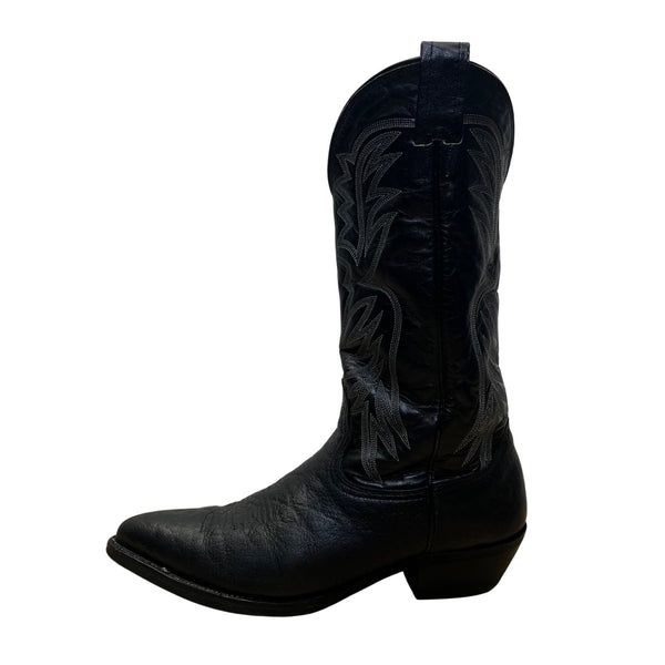 Nocona Men’s Black Leather Intricate Stitching Western Cowboy Boots Size 10 D