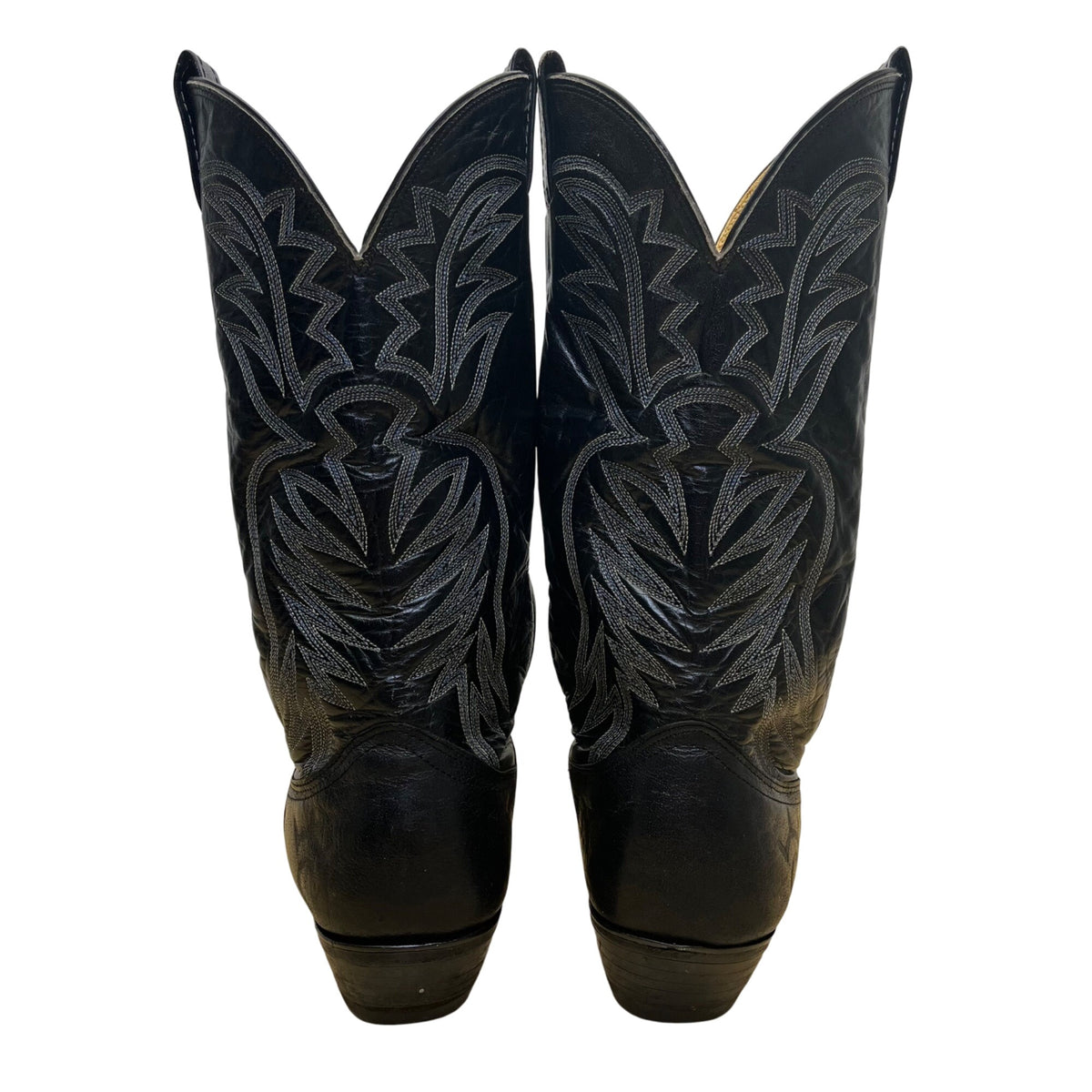 Nocona Men’s Black Leather Intricate Stitching Western Cowboy Boots Size 10 D