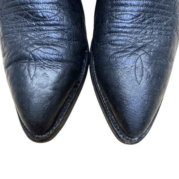 Nocona Men’s Black Leather Intricate Stitching Western Cowboy Boots Size 10 D