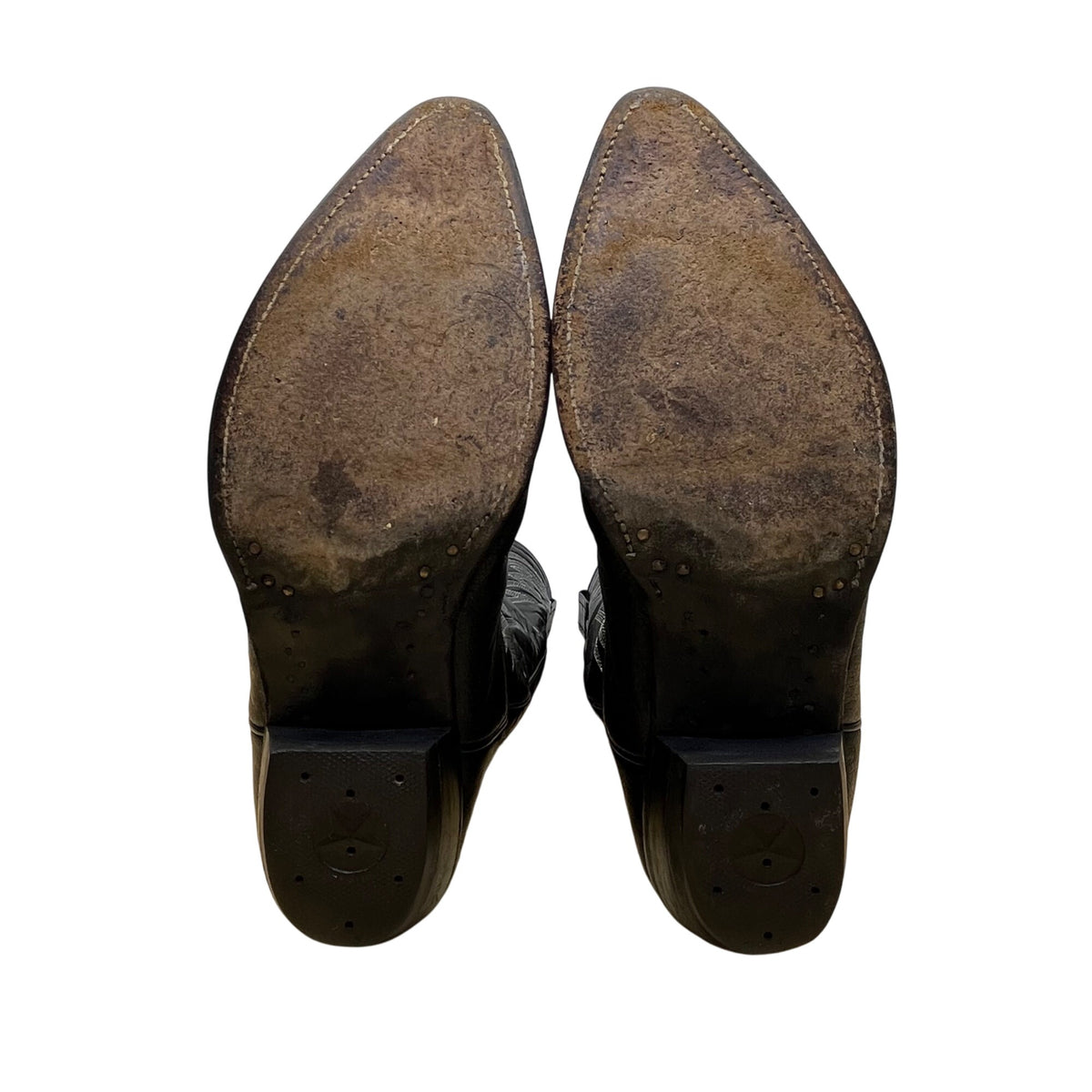 Nocona Men’s Black Leather Intricate Stitching Western Cowboy Boots Size 10 D