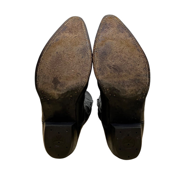 Nocona Men’s Black Leather Intricate Stitching Western Cowboy Boots Size 10 D