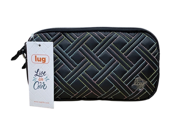 Lug Quilted Black Colorful Stitching & Adjustable Strap Coupe XL Crossbody Bag