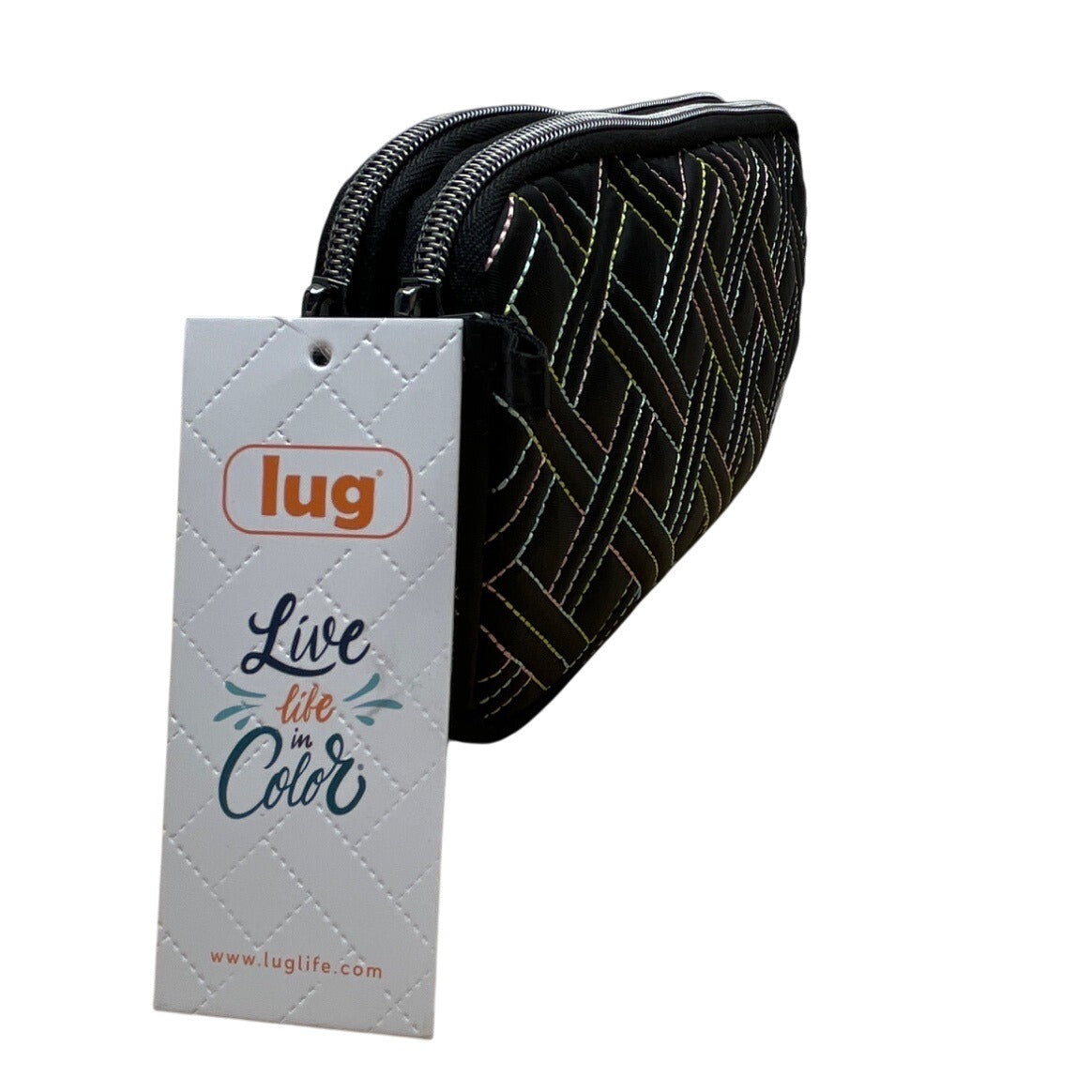 Lug Quilted Black Colorful Stitching & Adjustable Strap Coupe XL Crossbody Bag