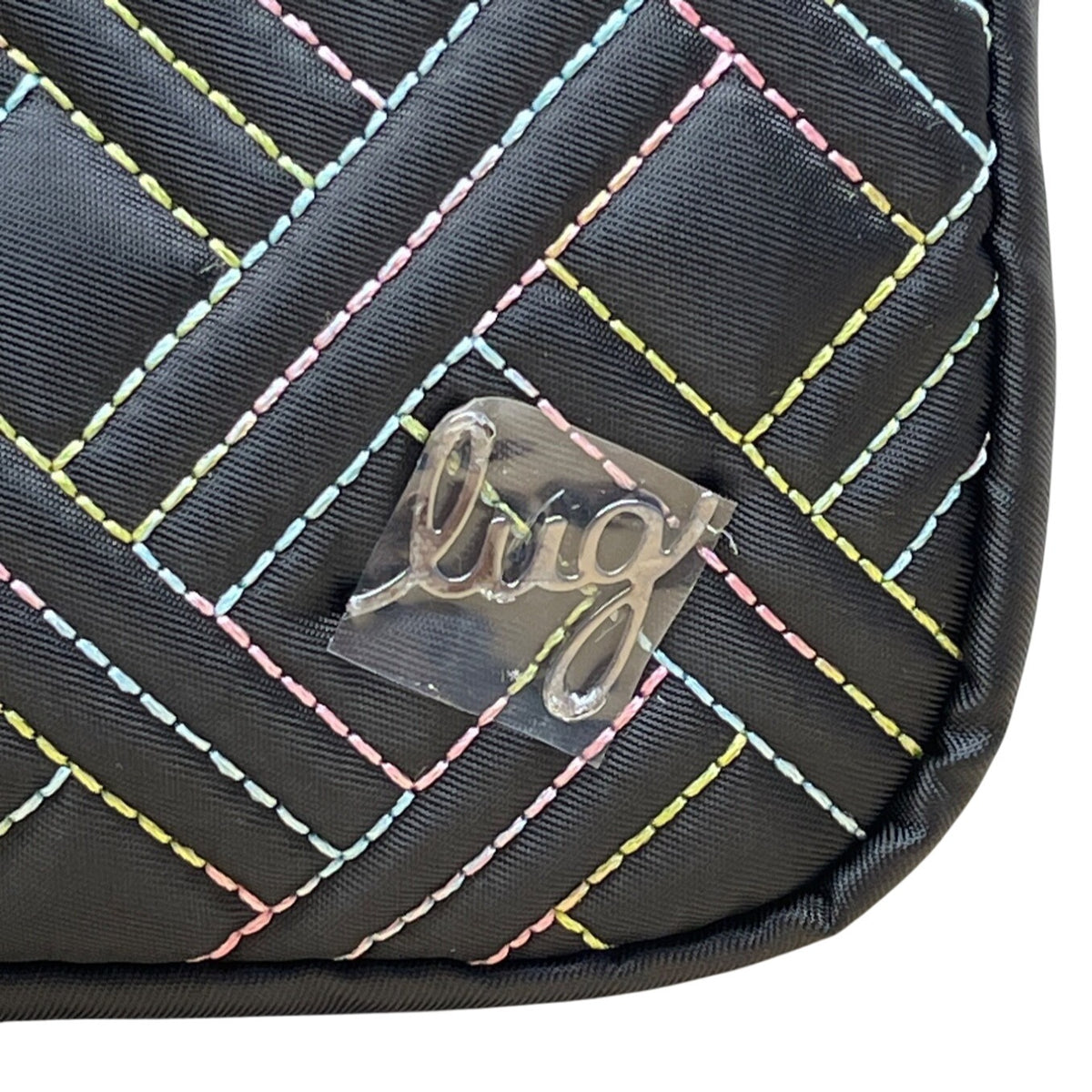 Lug Quilted Black Colorful Stitching & Adjustable Strap Coupe XL Crossbody Bag