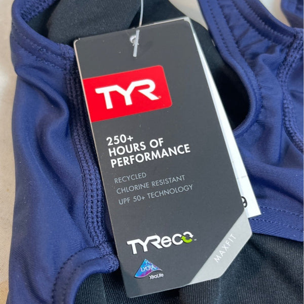TYR Womens Navy Maxfit Swimsuit Size 22 Chlorine Resistant UPF 50+ Recycled Material
