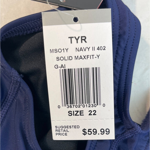 TYR Womens Navy Maxfit Swimsuit Size 22 Chlorine Resistant UPF 50+ Recycled Material