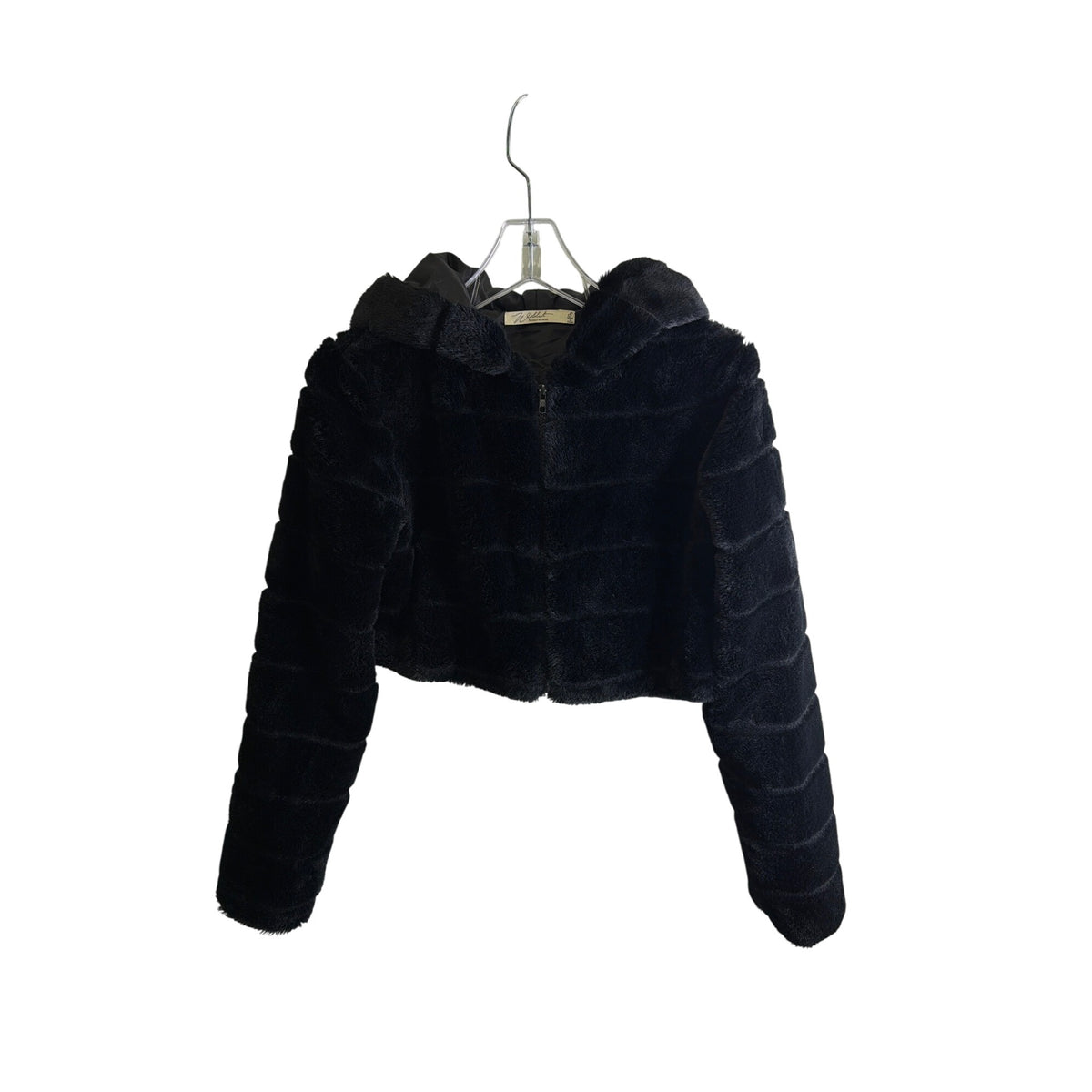 Wildcat Womens Black Faux Fur Hooded Cropped Jacket Size S Stylish Warm Outerwear