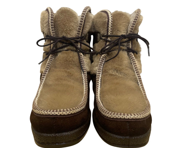 Yodelers Women’s Brown Suede Fur-Lined Lace-Up Winter Boots Size 7.5