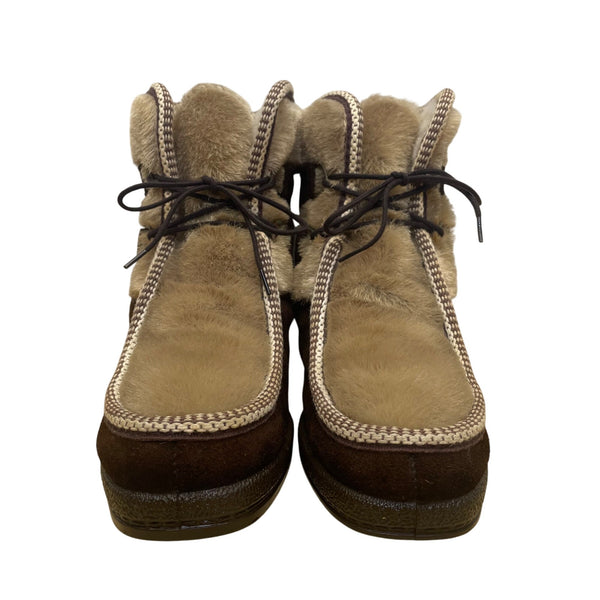 Yodelers Women’s Brown Suede Fur-Lined Lace-Up Winter Boots Size 7.5