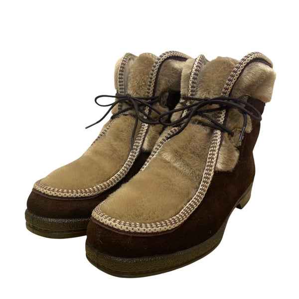 Yodelers Women’s Brown Suede Fur-Lined Lace-Up Winter Boots Size 7.5