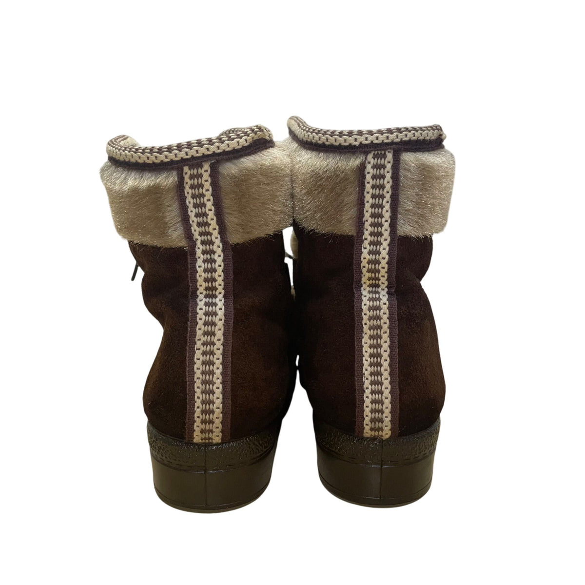 Yodelers Women’s Brown Suede Fur-Lined Lace-Up Winter Boots Size 7.5
