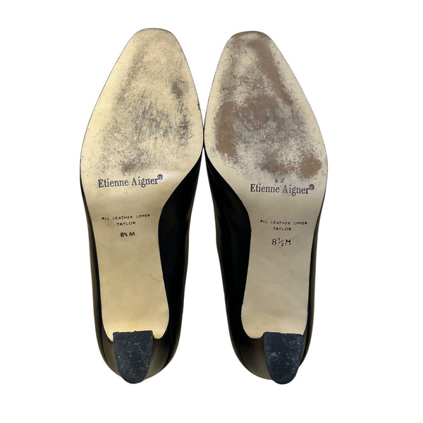 Etienne Aigner Women’s  Black Leather Taylor Design Classic Heels Size 8.5 M