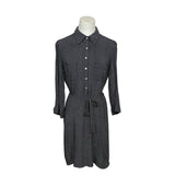 Max Studio Womens Black & White Floral Button-Up Shirt Dress With Belt Sz M