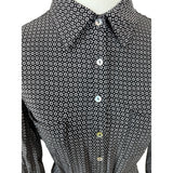 Max Studio Womens Black & White Floral Button-Up Shirt Dress With Belt Sz M