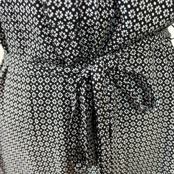 Max Studio Womens Black & White Floral Button-Up Shirt Dress With Belt Sz M