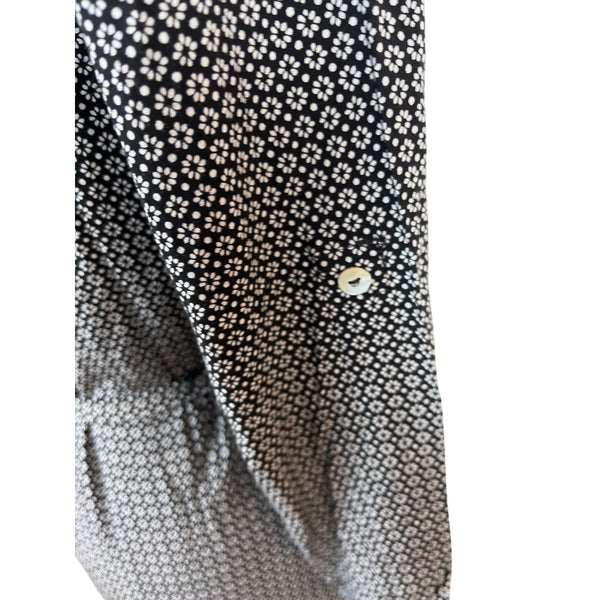 Max Studio Womens Black & White Floral Button-Up Shirt Dress With Belt Sz M