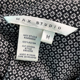 Max Studio Womens Black & White Floral Button-Up Shirt Dress With Belt Sz M