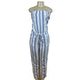 Ann Taylor Loft Womens Blue White Striped Linen Blend Jumpsuit Chic Style Size S