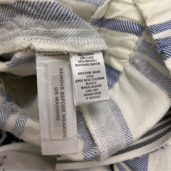 Ann Taylor Loft Womens Blue White Striped Linen Blend Jumpsuit Chic Style Size S