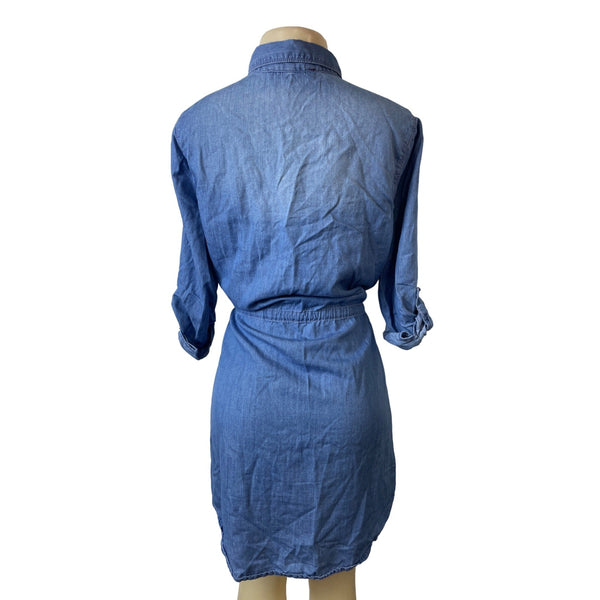 Gloria Vanderbilt Blue Denim Button-Up Shirt Dress Sz M