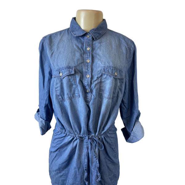 Gloria Vanderbilt Blue Denim Button-Up Shirt Dress Sz M