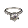 6 Moissanite Solitaire Engagement Ring Silver Tone Pave Band Includes Certificate