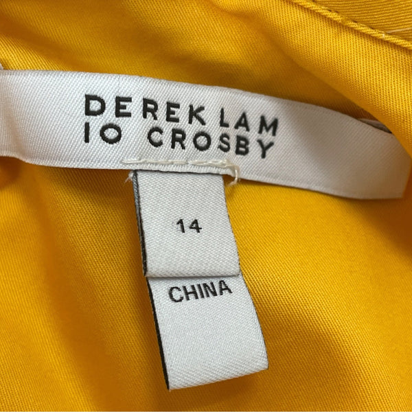 Derek Lam 10 Crosby Yellow Sleeveless Button-Down Shirt Dress Size 14