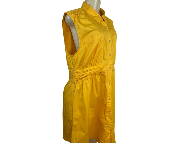 Derek Lam 10 Crosby Yellow Sleeveless Button-Down Shirt Dress Size 14