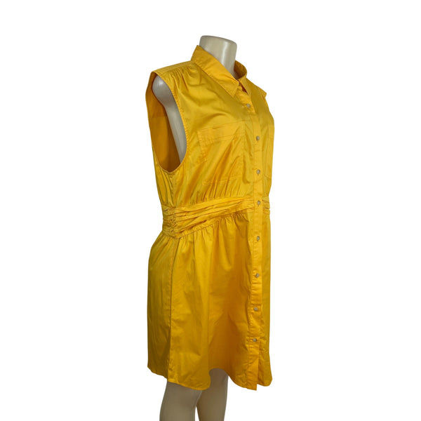 Derek Lam 10 Crosby Yellow Sleeveless Button-Down Shirt Dress Size 14