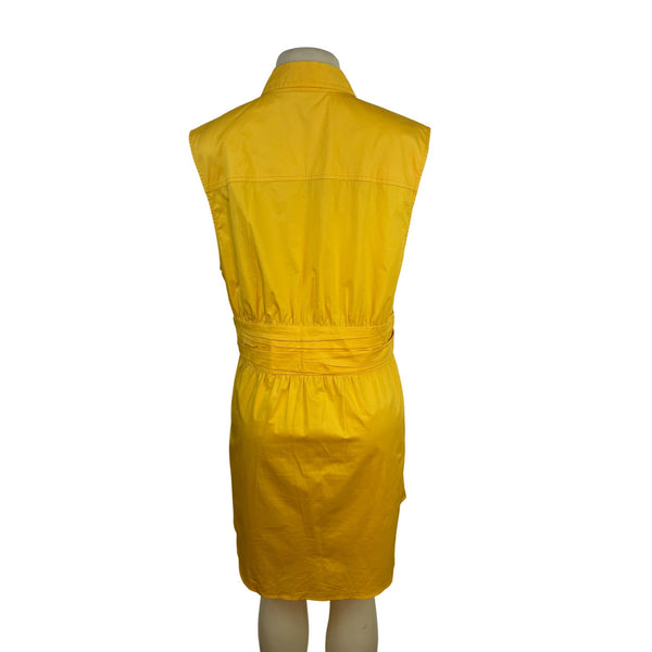 Derek Lam 10 Crosby Yellow Sleeveless Button-Down Shirt Dress Size 14