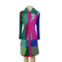 Colorful Long Sleeve Button-Up Dress Collared Neckline and Abstract Print Sz M/L