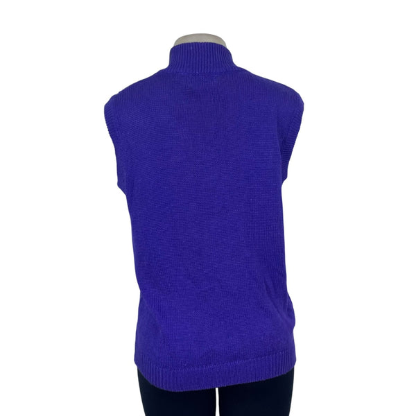 Steppingstones Women's Purple Sleeveless Button Front Sweater Vest Size L