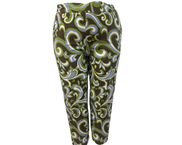 Talbots Womens Multi-Color Cotton Blend Stretch Dress Pants Swirl Pattern Sz 18